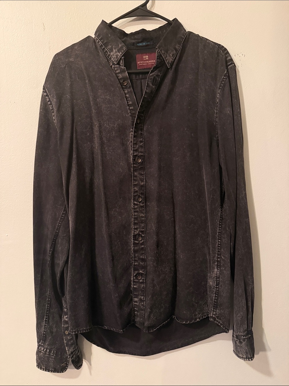 Scotch & Soda Washed Black Button-Front Shirt Jacket